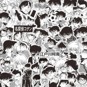 84 Uds Detective Conan Anime pegatinas blancas y negras calcomanías de grafiti decoración DIY teléfono portátil papelería PVC juguetes impermeables regalo