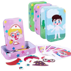 Rompecabezas magnético 3D para niños, juego de expresiones, caja de lata de viaje, juego de rompecabezas, juguetes de imaginación para educación temprana, regalos, 1/2 unidades