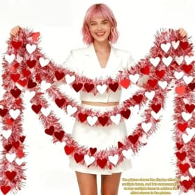 Guirnalda metálica roja y rosa para el Día de San Valentín, decoración del Día de San Valentín para el hogar, interior, exterior, colgante de boda, decoración del Día de San Valentín