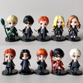 Set de 3/10 Figuras de PVC de Harry Potter Estilo Q: Hermione, Ron y Hedwig - Decoración para Pasteles, Muñecos de Colección, Regalo