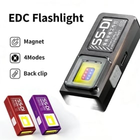 Potente Mini llavero LED COB, linterna USB C recargable, luz de trabajo colgante, llavero impermeable, lámpara de bolsillo para caminar y acampar