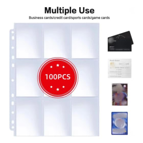 Funda para tarjetas de transacción de doble cara, 9 bolsillos, transparente, de plástico, para tarjetas de juego