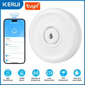 KERUI-Sensor de inundación WiFi Tuya, alarma de sonido fuerte, alerta de detección de fugas de agua, monitoreo remoto por aplicación Smart Life