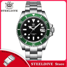 STEELDIVE SD1953 Esfera negra Bisel de cerámica verde NH35 Reloj automático 300M Cristal de zafiro resistente al agua Relojes de buceo para hombres