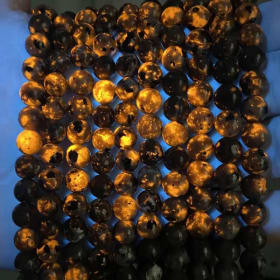 Cristales de piedra Yooperlite de llama Natural, 4 6 8 10mm, piedras preciosas redondas sueltas UV brillantes de fuego para accesorios de joyería