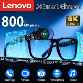 Lenovo 8K 4K AI HD gafas inteligentes de disparo cámara multifuncional Bluetooth llamada música reproductor de voz traducir gafas fotocromáticas