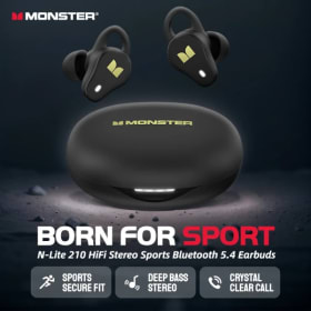 Monster n-lite 210 Mini auriculares deportivos invisibles intrauditivos de graves profundos Bluetooth 5,4 auriculares IPX5 impermeables TWS auriculares inalámbricos