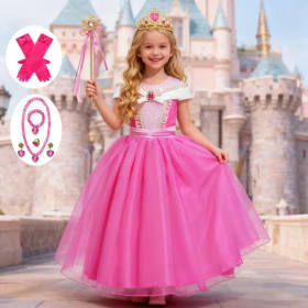 Vestido rosa para niña, disfraz de Cosplay de Aurora para niños, traje de princesa de lujo, fiesta de cumpleaños para niños, vestido de baile elegante, conjuntos de disfraz de hada