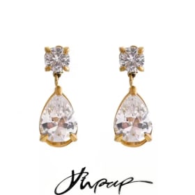Yhpup-pendientes de gota de agua de circonia cúbica AAA, brillantes, clásicos, de alta calidad, de acero inoxidable, regalo de joyería Premium