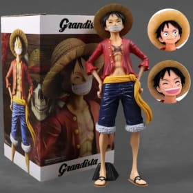Figura de Anime de una pieza de 28cm, Smiley confiante Luffy, figura de acción que cambia de cara de tres formas, modelo de juguete de PVC, regalos de colección