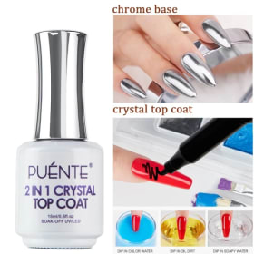 Esmalte de uñas de Gel 2 en 1, capa superior de cristal, Base cromada, sellador súper brillante, resistente a las manchas, barniz UV para manicura