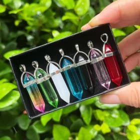 7 unids/set forma de bala curación cuentas de Chakra puntiagudas cristales para fabricación de joyería decoración de oficina en casa Navidad cumpleaños negocios