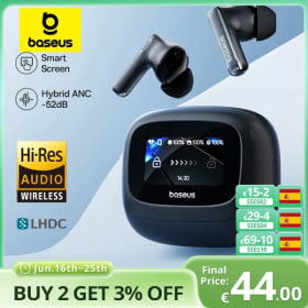 Baseus Bowie M2s auriculares Ultra inalámbricos pantalla inteligente 52dB cancelación de ruido auriculares Bluetooth 5,4 auriculares espaciales de Audio 3D