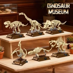Serie de Dinosaurios MOC, Triceratops, Tiranosaurio Rex, Modelo de Quilla, Adorno, Rompecabezas para Niños, Juguete de Ensamblaje, Regalo, Bloques de Construcción