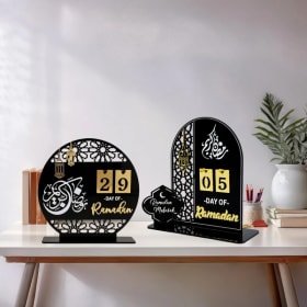 Calendario de cuenta regresiva de Ramadán acrílico, regalos, calendario del Día de Ramadán con número de reemplazo 2026, decoración del hogar Eid Mubarak, 1 Juego