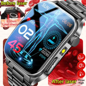 2026 nuevo 650nm terapia láser salud Smartwatch hombres ECG presión arterial ácido lírico úrico Bluetooth llamada reloj inteligente para Android IOS