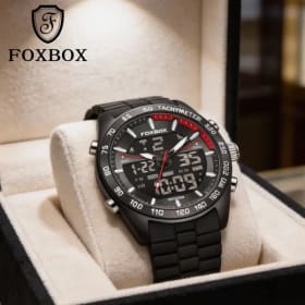 Reloj Digital Electrónico de Negocios de Lujo FOXBOX para Hombre, Resistente al Agua 30M, Reloj de Pulsera Digital de Cuarzo para Hombre, Relógio Masculino