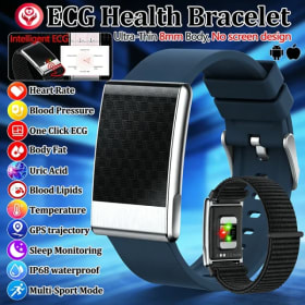 Nueva Pulsera Inteligente para Hombre con Medición de Ácido Úrico, Lípidos en Sangre, ECG, Presión Arterial, Frecuencia Cardíaca, Recordatorio de Llamadas, Diseño sin Pantalla