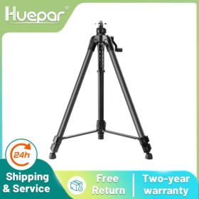 Huepar-trípode de nivel láser de 1,6 M, soporte de aluminio de cabeza plana, altura ajustable, con mango de burbuja para nivel de autonivelación