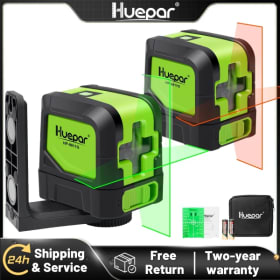 Nivel Láser Huepar 9011G/9011R, Autonivelante, 2 Líneas, Haz Verde y Rojo, Horizontal y Vertical, con Base Magnética