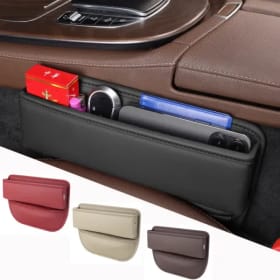 Organizador de cuero para espacio de asiento de coche, consola multifunción, relleno de hendiduras, caja de almacenamiento lateral, bolsillo de almacenamiento Interior de coche, 1 Uds.