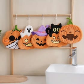 Toallitas para manos colgantes de terciopelo Coral y calabaza para Halloween, toallitas para cocina y baño, colgantes para fiestas navideñas, 1 ud.