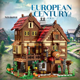 Bloques de construcción de taberna Medieval para niños, 2868 Uds., arquitectura de vista de calle europea, modelo MOC, adornos de exhibición de escritorio de ladrillo, juguete