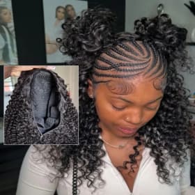 Peluca de Cabello Humano Rizado Afro 100% Natural, sin Pegamento, con Cordón Ajustable, Rizado, Estilo Kinky, Media Peluca, Media Cabeza