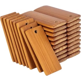 50 Piezas de Etiquetas de Madera Natural de Bambú de 45x20 mm para Llaveros, Etiquetas en Blanco para Grabar, Etiquetas sin Terminar para Llaveros
