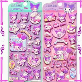 4 Uds Kawaii Kuromi 3d pegatina de algodón de burbujas lindo Diy funda de teléfono móvil decoración de taza de agua pegatina cuenta de estudiante regalo