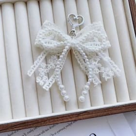 Nuevo Llavero Coreano con Lazo de Perlas Dulces y Colgante de Corazón, Estilo Y2K, para Bolsos de Niñas, Accesorios