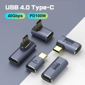 Adaptadores USB C estilo L ángulo recto 40Gbps tipo C adaptador USB C macho a hembra convertidor 240W cargador rápido para tableta Macbook