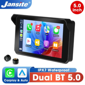 Jansite-pantalla Carplay Dual con Bluetooth para motocicleta, pantalla GPS de navegación IP67, soporte impermeable para casco, intercomunicador, accesorios para motocicleta