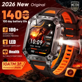 Reloj Inteligente Deportivo para Hombre, Resistente, para Exteriores, 2026, Batería de 1400 mAh, Linterna LED, Resistente al Agua IP69K, Llamadas Bluetooth, Estilo Militar