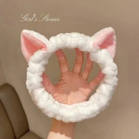 Diadema de gato Coral de felpa, diadema bonita y suave con lazo para el pelo, diadema para lavarse la cara, diadema de maquillaje, vendaje, accesorios para niña