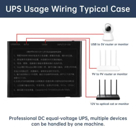 Caja de batería 18650 con función UPS automática, salida de 60W, 12V/9V/5V para enrutador, cámara de seguridad, módem, luz LED sin batería