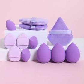 Juego de esponjas de maquillaje multiusos de 12 piezas, hechas de 3 esponjas de polvos sueltos, 3 mini esponjas de cojín de aire, 3 huevos de belleza y 3 mini belleza
