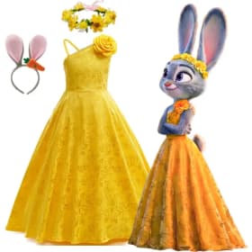 Disney Zootopia 2 Judy Hopps elegante vestido amarillo Nick Wilde traje negro disfraz de fiesta de animales ropa de Halloween para adolescente