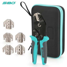 Juego de Herramientas de Engarzado, Herramientas para Electricistas, Mordazas de Cambio Rápido para Terminales de Engarzado, Dupont JST, Terminales de Barril Abierto Sin Aislamiento, MC4 Solar