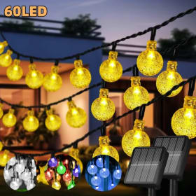 Guirnalda de luces solares con forma de globo de cristal, 60 LED, 8 modos de iluminación IP65, guirnalda navideña para decoración de fiesta en el jardín, 1 ud./2 uds.