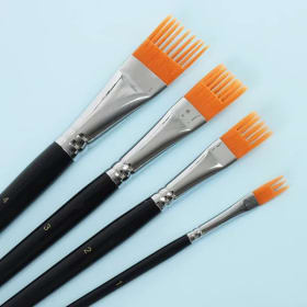 Juego de 4 Pinceles con Forma de Sierra para Acuarela, Óleo y Pintura Digital - Pinceles de Arte para Paisajes y Hojas para Artistas y Estudiantes