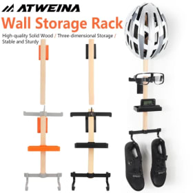 ATWEINA-estante de almacenamiento de pared de madera maciza para equipo de bicicleta, casco de montar, velocímetro, estante colgante de exhibición sin taladro