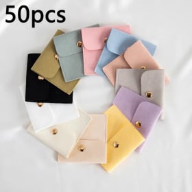 Bolsa de terciopelo de microfibra, bolsas para regalos de joyería, pendientes, collar, paquete de regalo de boda de Navidad, bolsa de recuerdo de dulces, 50/10/1 Uds.
