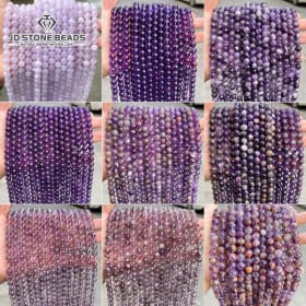 Cuentas de cristal de Color púrpura Natural, amatista, cuarzo fantasma púrpura, espaciador suelto para fabricación de joyería, accesorio para collar y pulsera DIY