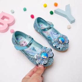 Zapatos de princesa Disney Elsa Frozen para niñas, zapatos planos con lentejuelas para primavera y otoño, zapatos informales de suela blanda para bebés, zapatos de fiesta