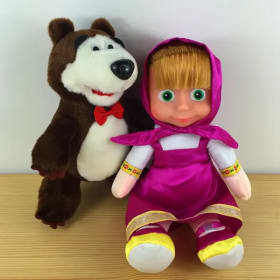 Clásico educación de la primera infancia niños dibujos animados Anime muñeca periférica Masa niña y oso juguete de peluche con juguete musical