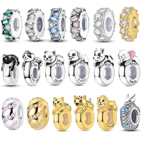 Tapón espaciador de silicona de Plata de Ley 925, cuentas de gato, elefante, joyería compatible con pulsera Original 925 para mujer, regalo DIY para fiesta