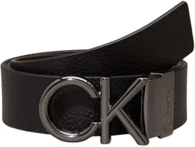 Calvin Klein Hombre Cinturón Metal Bombe 3,5 Cm Cinturón de Piel, Marrón (Black/Brown), 135 Cm