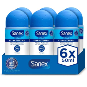 Pack x6 desodorantes Roll-On Sanex Dermo Extra Control