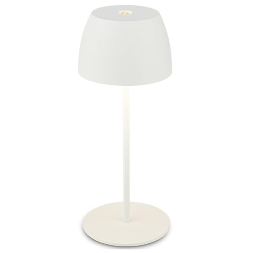 BRILONER - Mini lámpara LED de sobremesa inalámbrica IP44 táctil, regulable sin escalonamiento, lámpara de mesilla de noche, lámpara decorativa, lámpara LED, 8x20 cm (DxH), blanco